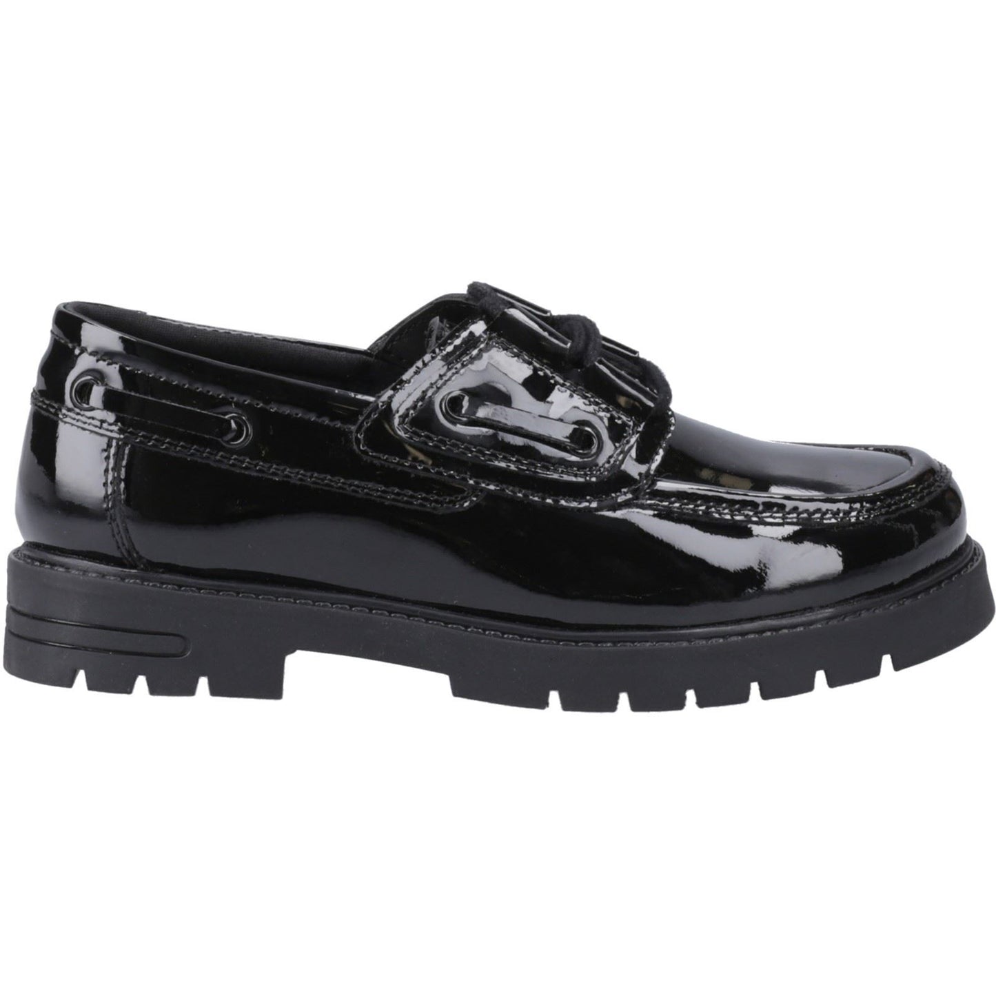 Hush Puppies Lucy Patent Leather Junior Black Boat Shoes