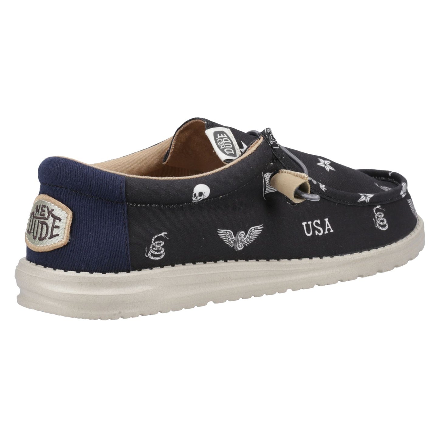 HEYDUDE Men's Wally Stars n Skulls Shoe in Black