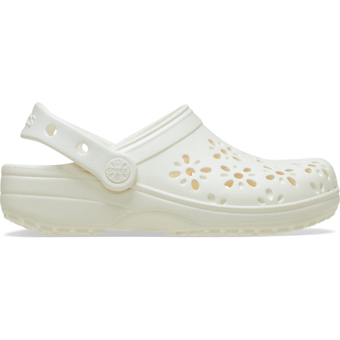 Crocs Classic Floral Cut Out Thermoplastic Chalk Clogs