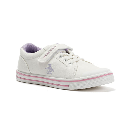 Penguin Junior Rainbow Canvas Girls's White/Lilac Trainers