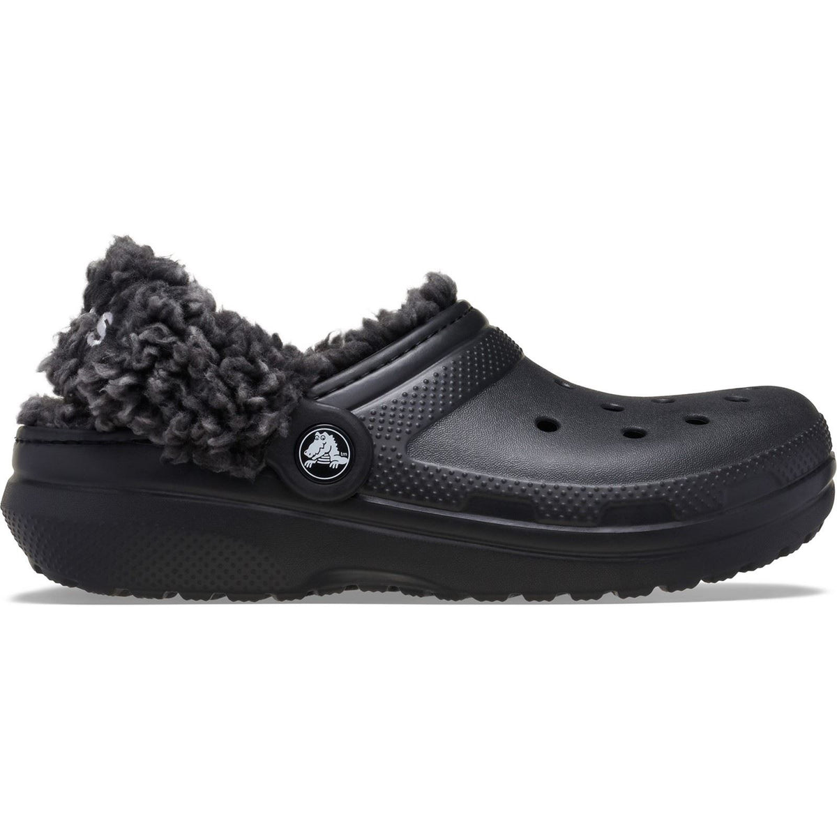 Crocs Classic Fleece Lined Textile Blend Unisex Kid's Black Slippers