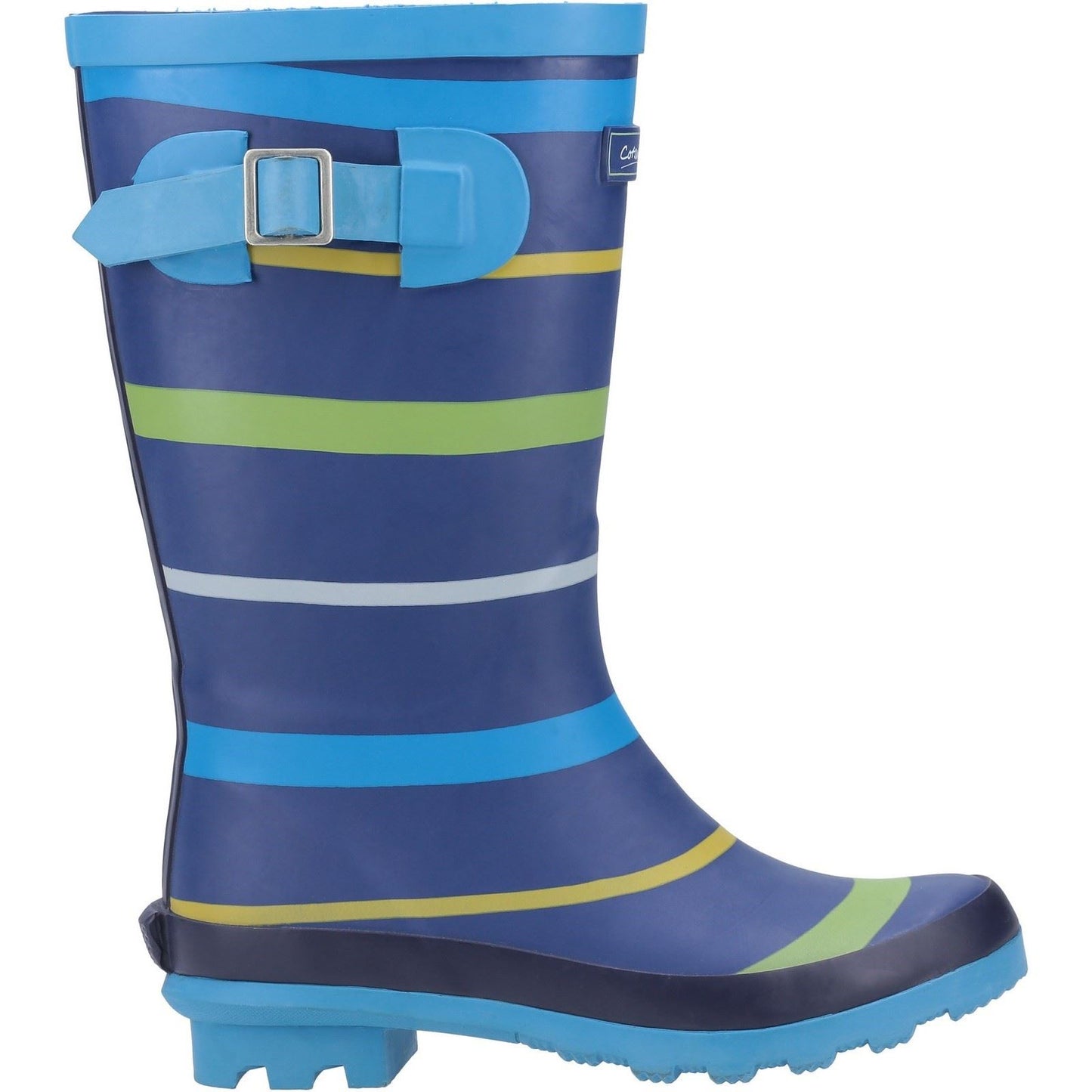 Cotswold Stripe Wellington Rubber Junior Blue/Green/Yellow Wellington Boots