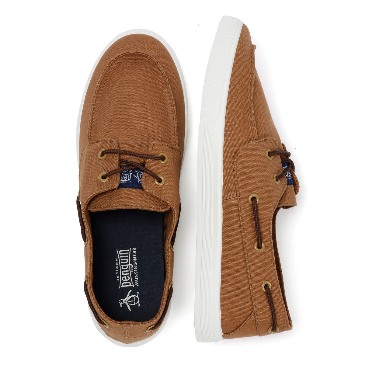 Penguin Sailor Canvas Men's Tan Lace-Up Shoes