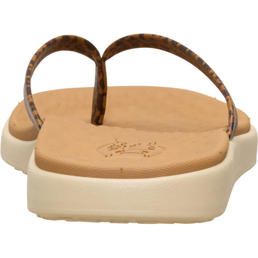 HEYDUDE Maui Breeze Polyurethane Women's Tan Leopard Flip Flops