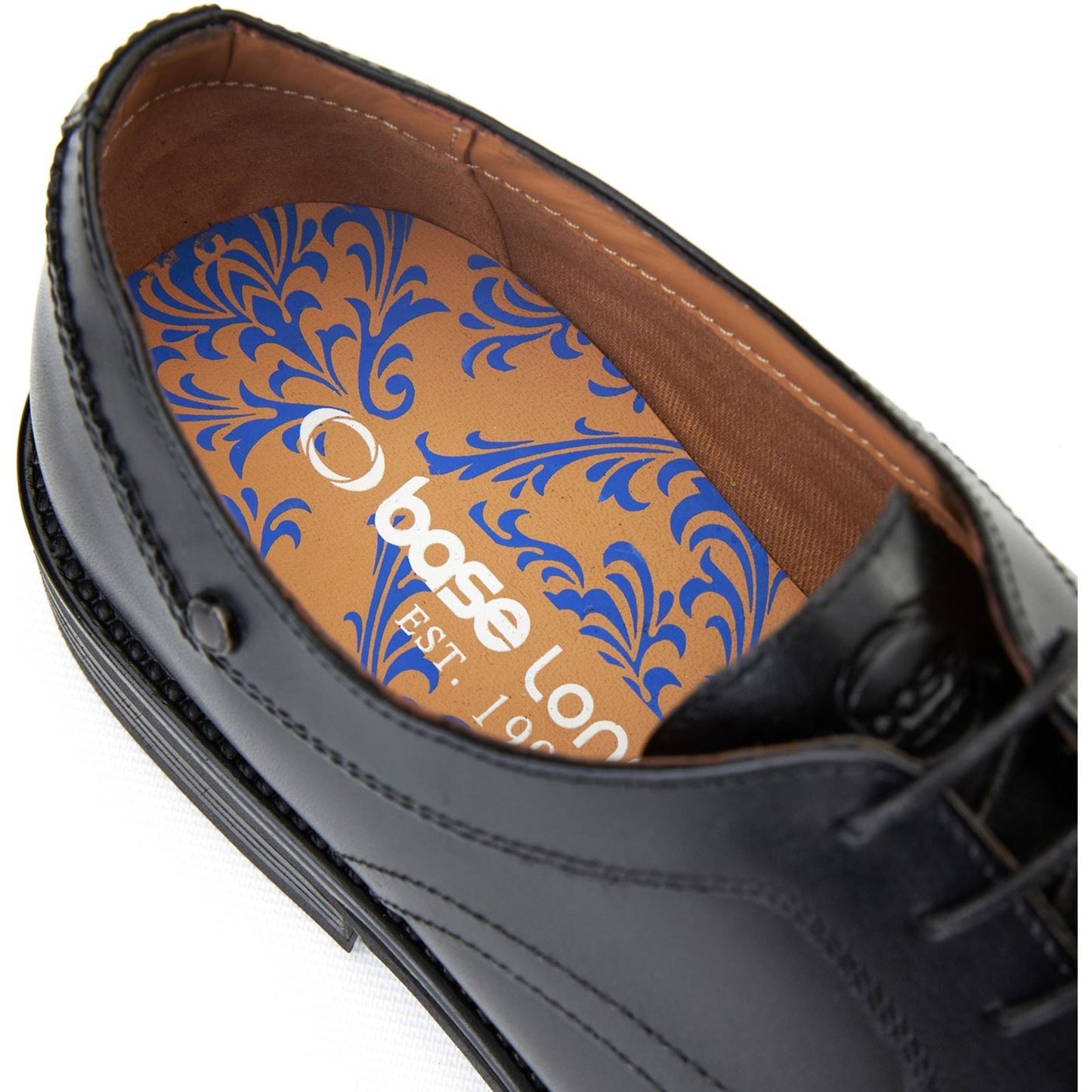 Base London Sleeve Leather Men's Black Lace-Up Shoes