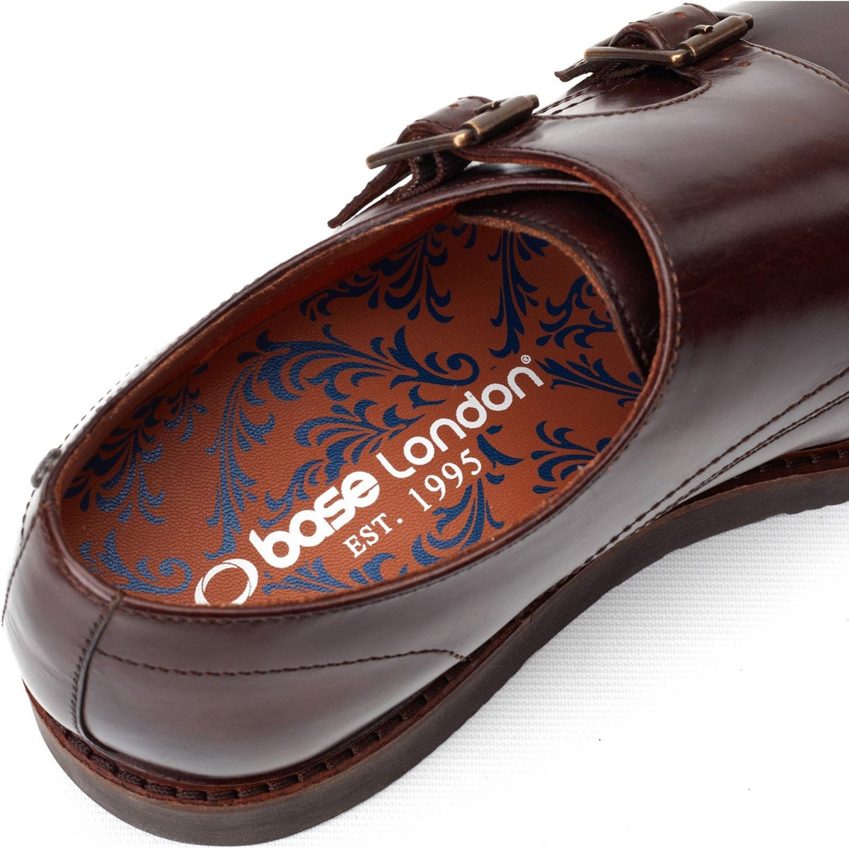 Base London Knight Leather Men's Burnt Brown Double Monk Shoes