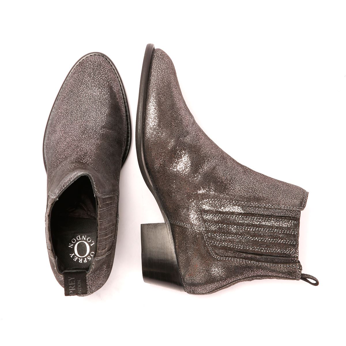 Osprey London The Janey Leather Women's Gunmetal Ankle Boots