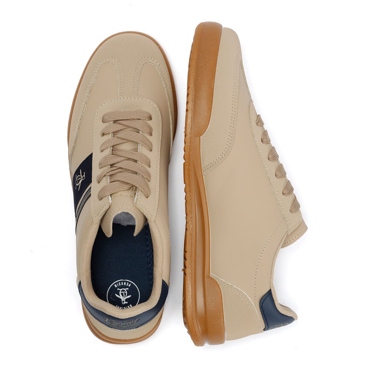 Penguin Gaz Men's Beige/Navy Trainers