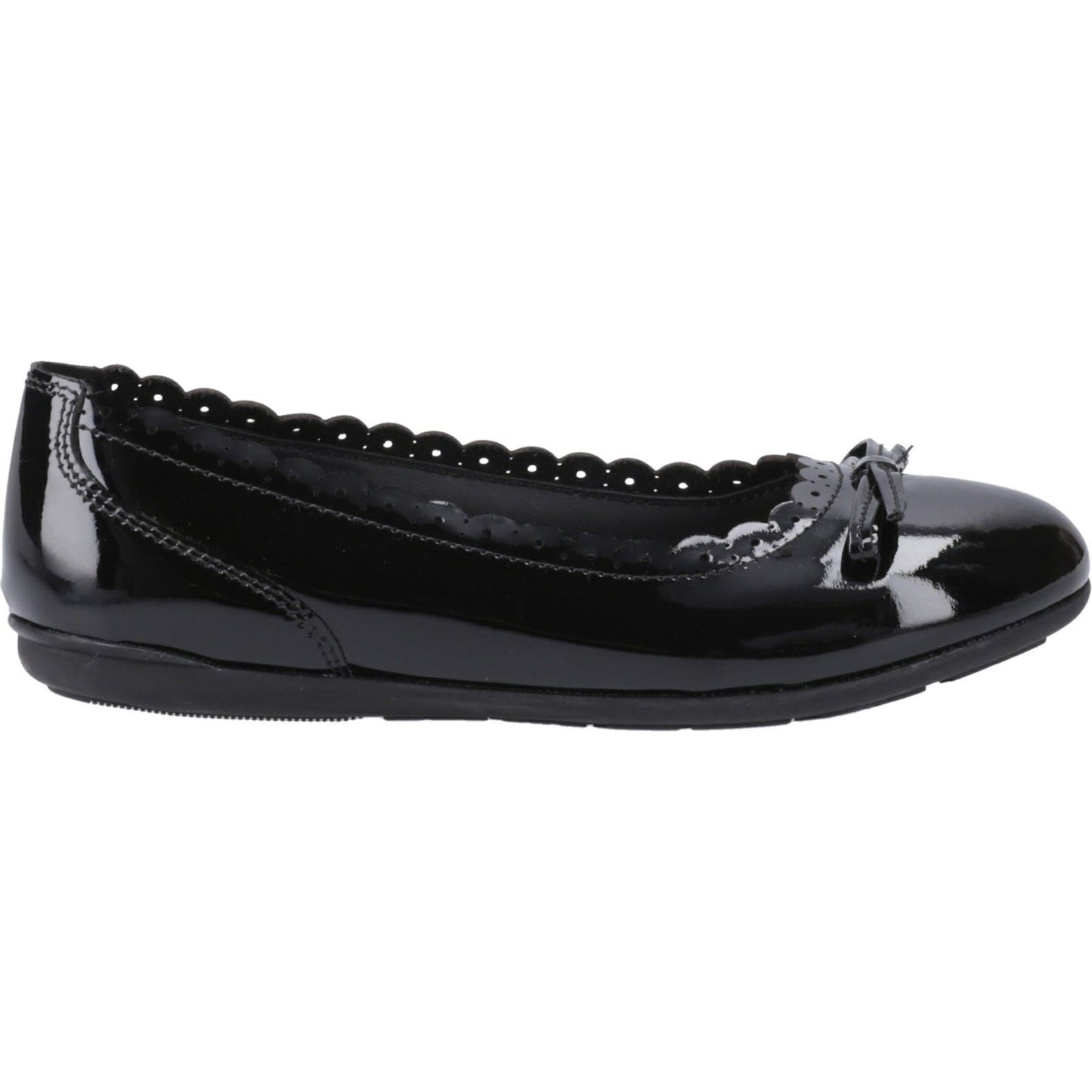 Hush Puppies Lillie Ballerina Patent Leather Junior Black Ballet Flats
