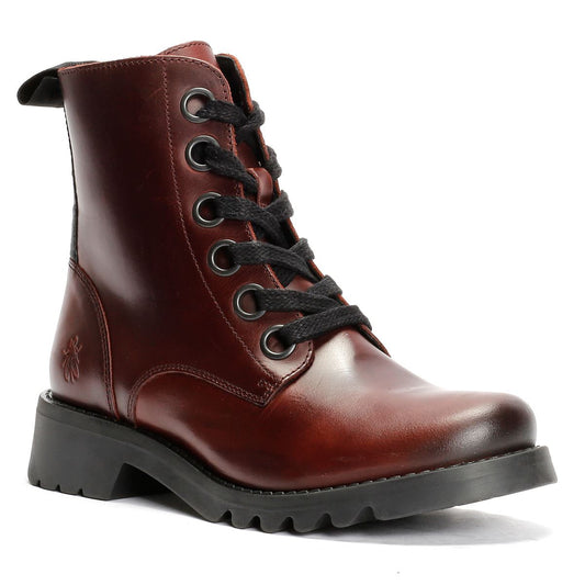 Fly London Ragi Leather Women's Wine Boots