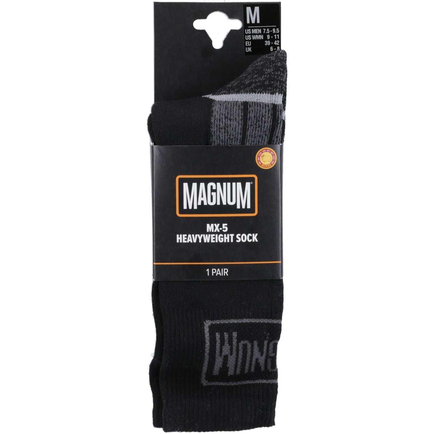 Magnum Men's MX-5 Magnum Heavyweight Socks with Merino Wool (1pair) in Black
