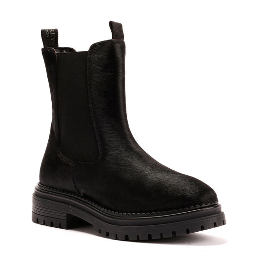 Osprey London The Hampton Chelsea Leather/Pony Hair Women's Black/Olive Boots