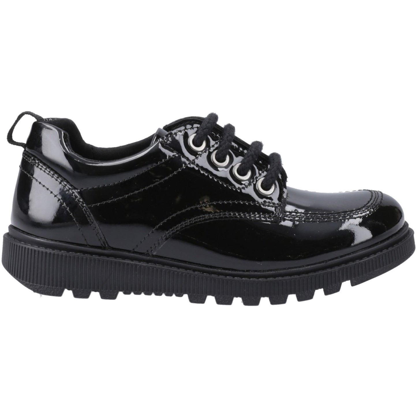 Hush Puppies Keeley Patent Leather Junior Black Lace-Up Shoes