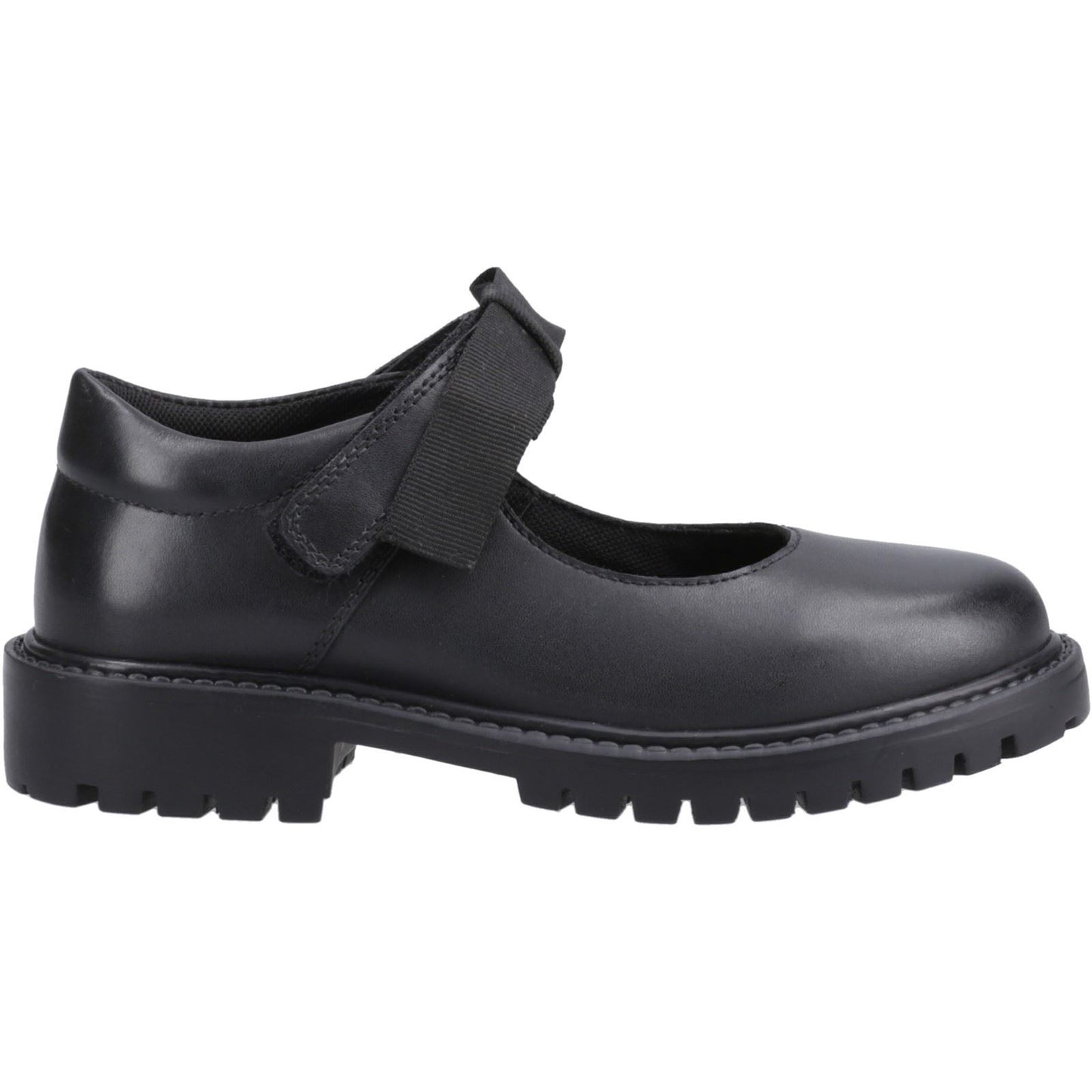 Hush Puppies Astrid Bow Leather Youth Black Shoes