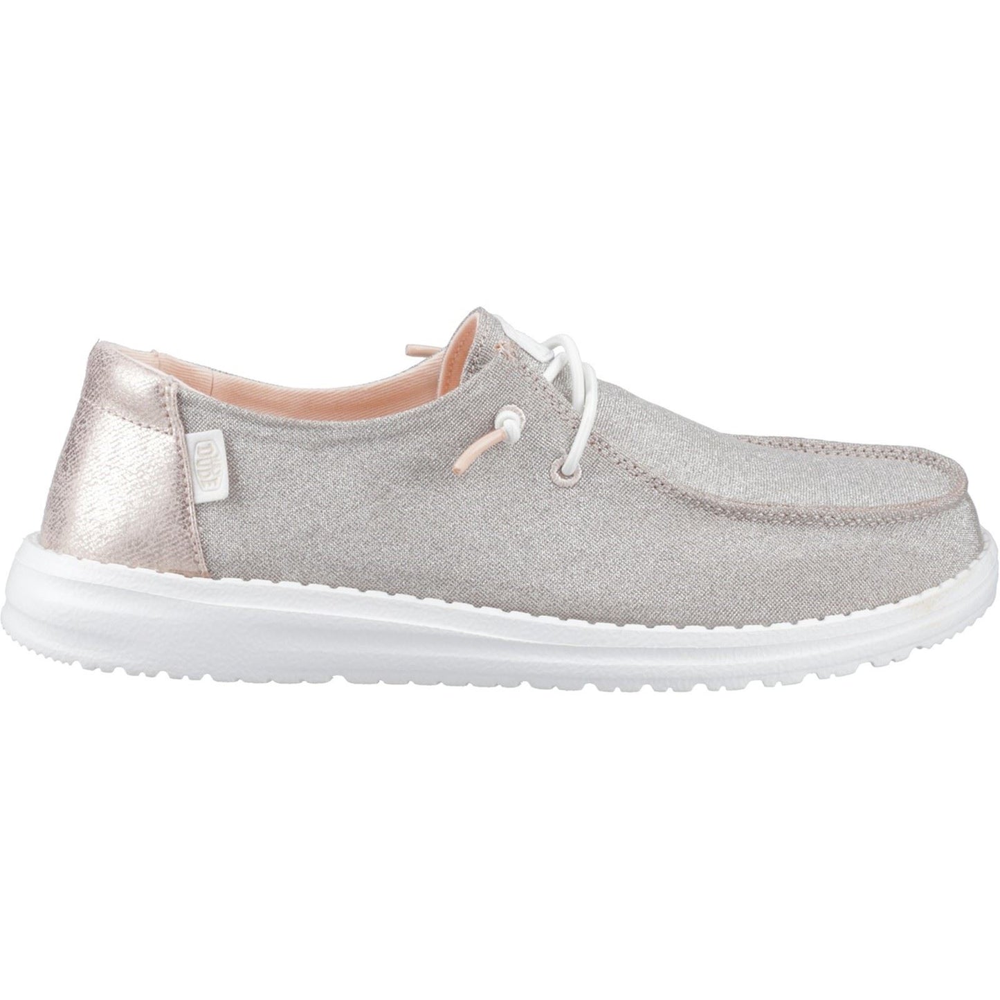 HEYDUDE Women's Wendy Metallic Sparkle Shoe in Rose Gold