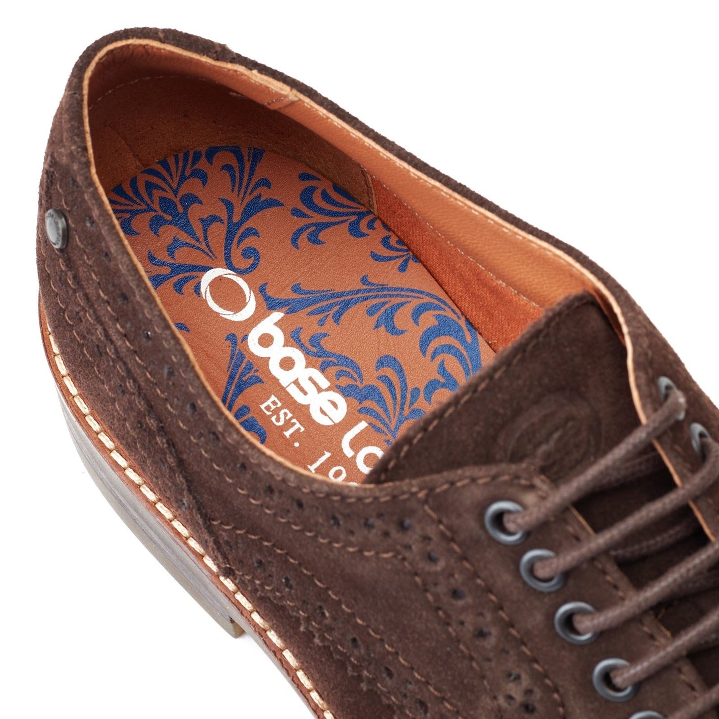 Base London Men's Hatfield Brogue Shoe in Burnt Brown