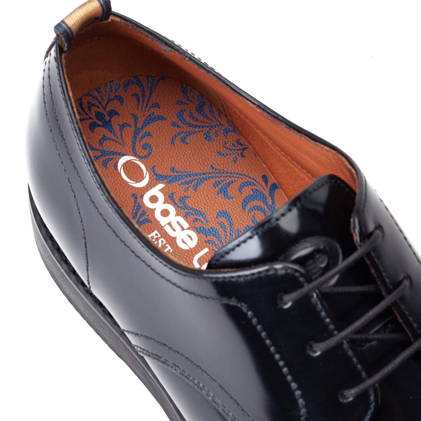 Base London Men's Roly Plain Toe Derby in Black
