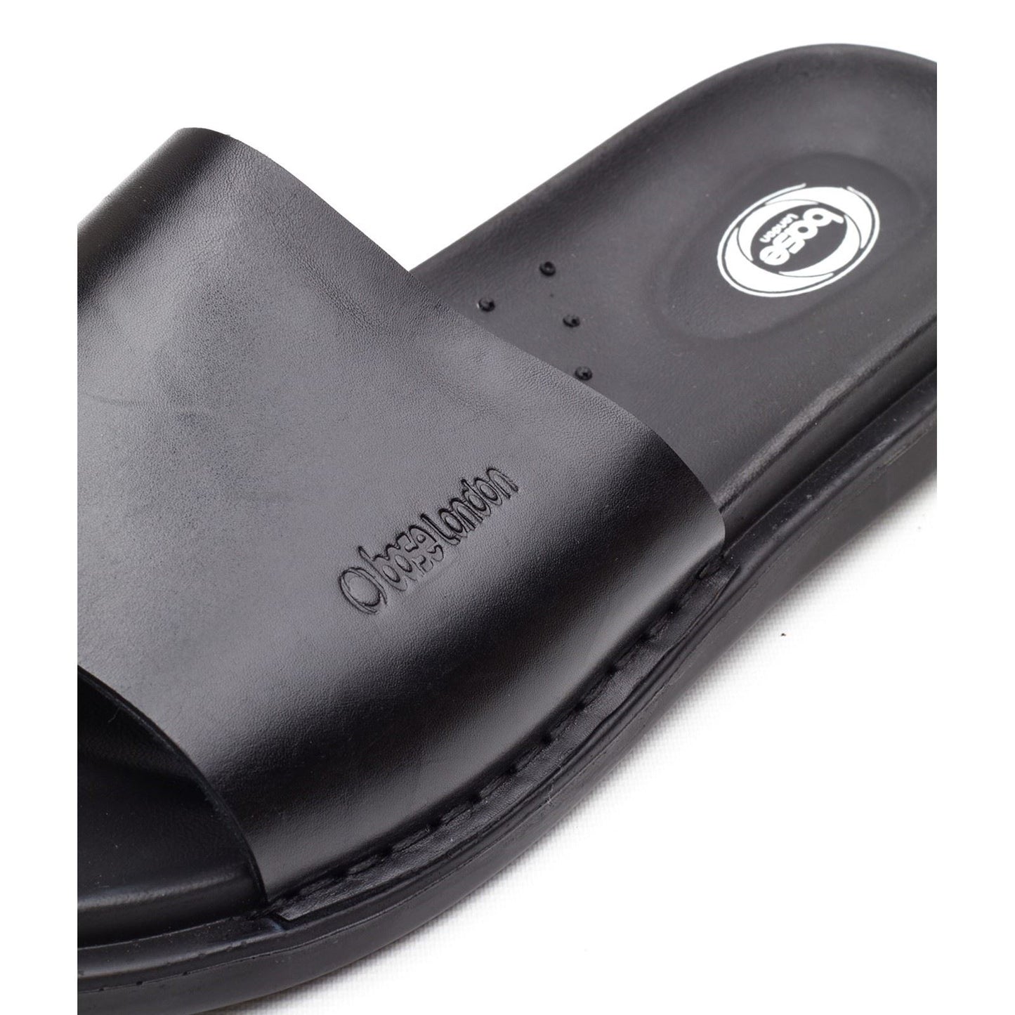 Base London Albany Leather Men's Black Slides