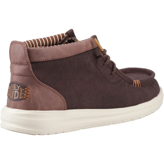 HEYDUDE Wally Mid GripR Cotton Men's Mole Brown/Downtown Ankle Boots