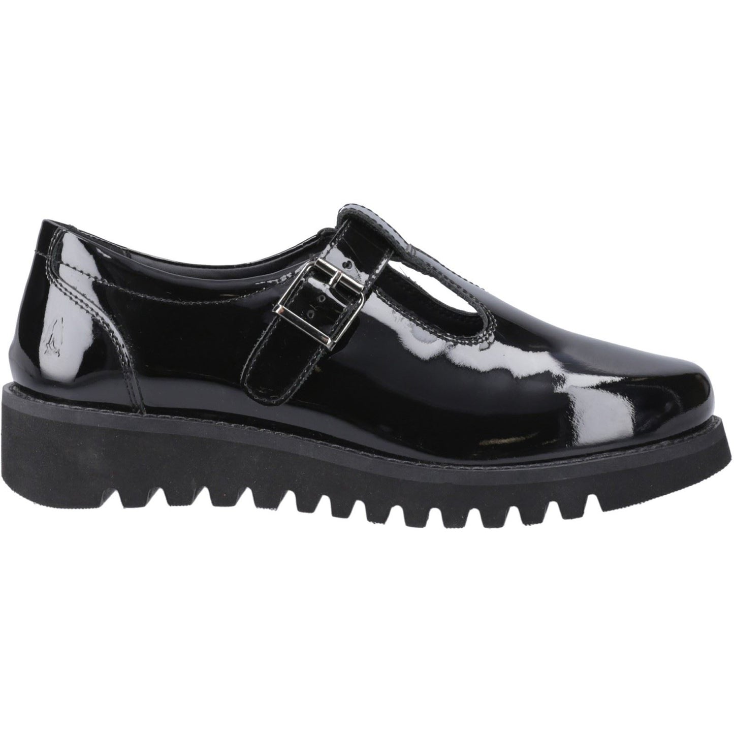 Hush Puppies Florrie T-Bar Leather Youth Black Shoes