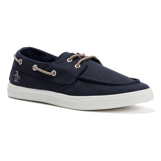 Penguin Sailor Canvas Men's Navy Lace-Up Shoes