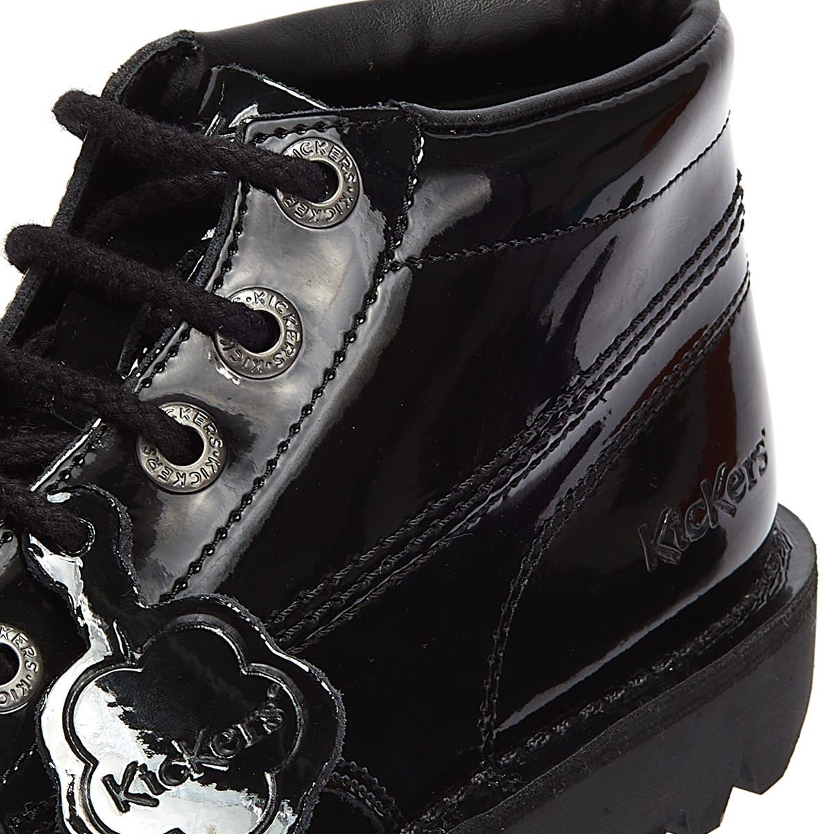 Kickers Youth Kick Hi Black Patent