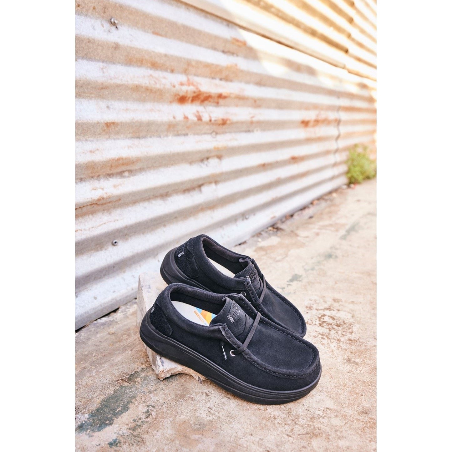 HEYDUDE Men's Wally X Suede Shoes in Black