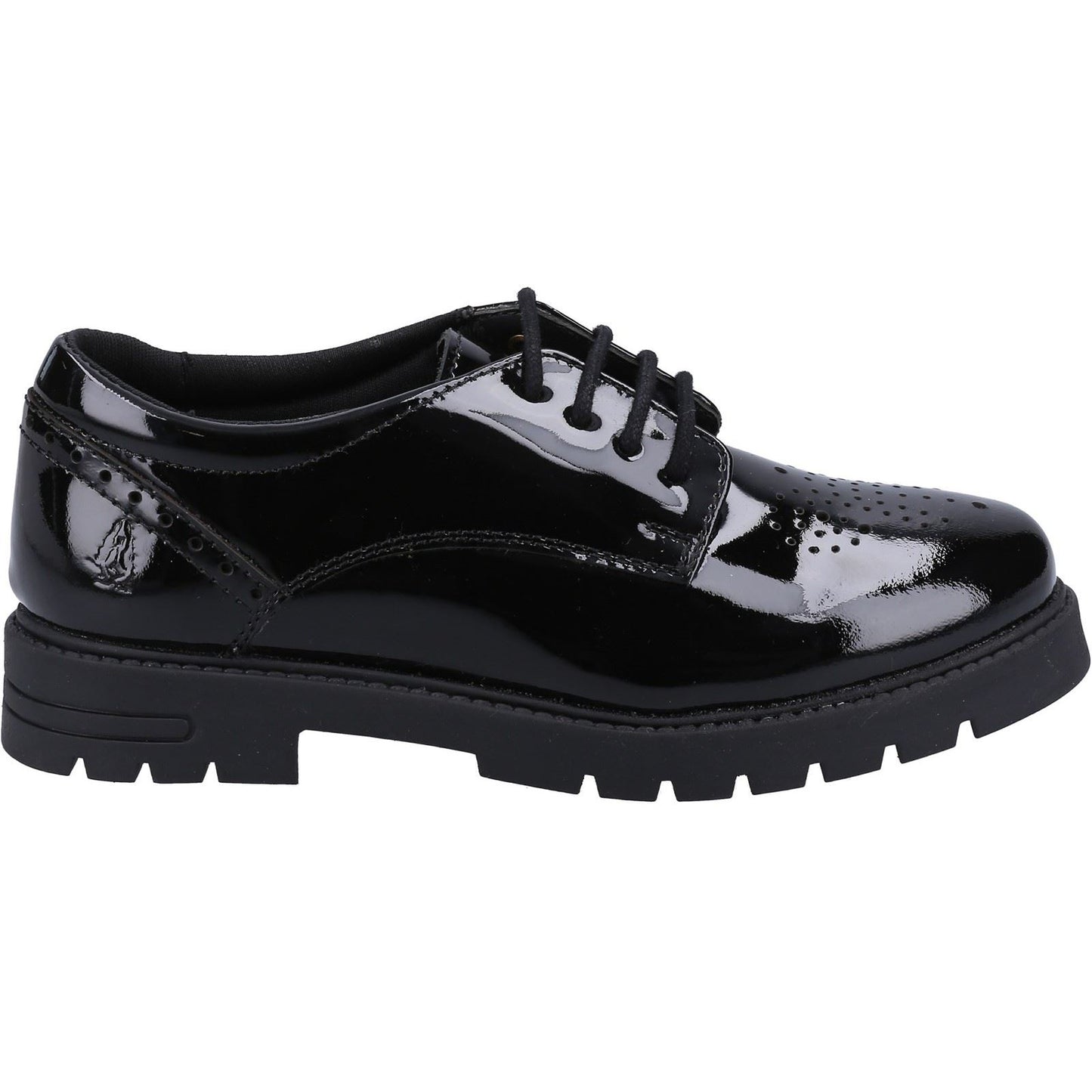 Hush Puppies Jayne Patent Leather Youth Black Lace-Up Shoes