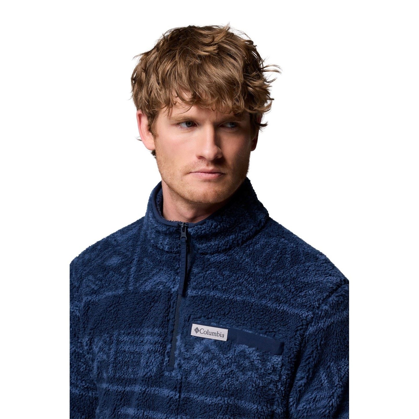 Columbia Rugged Ridge High Pile Half Zip Men's Blue Zip Neck Pullovers