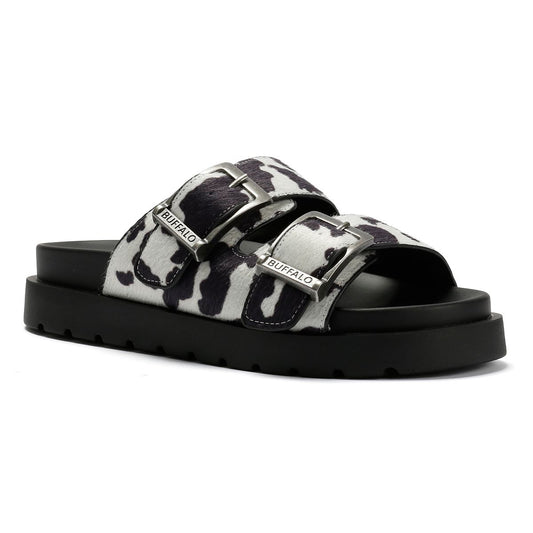Buffalo Raya Ari Women's Black/White Cow Sandals