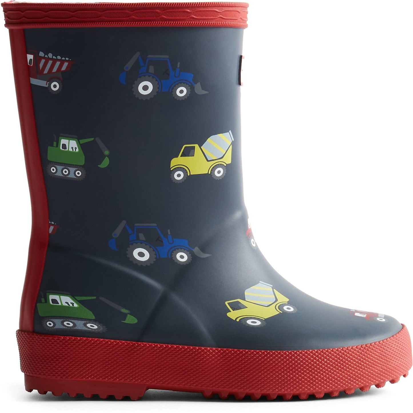 Hunter Kids First Construction Print Boot Rubber Boys's Hunter Navy/Military Red Wellington Boots