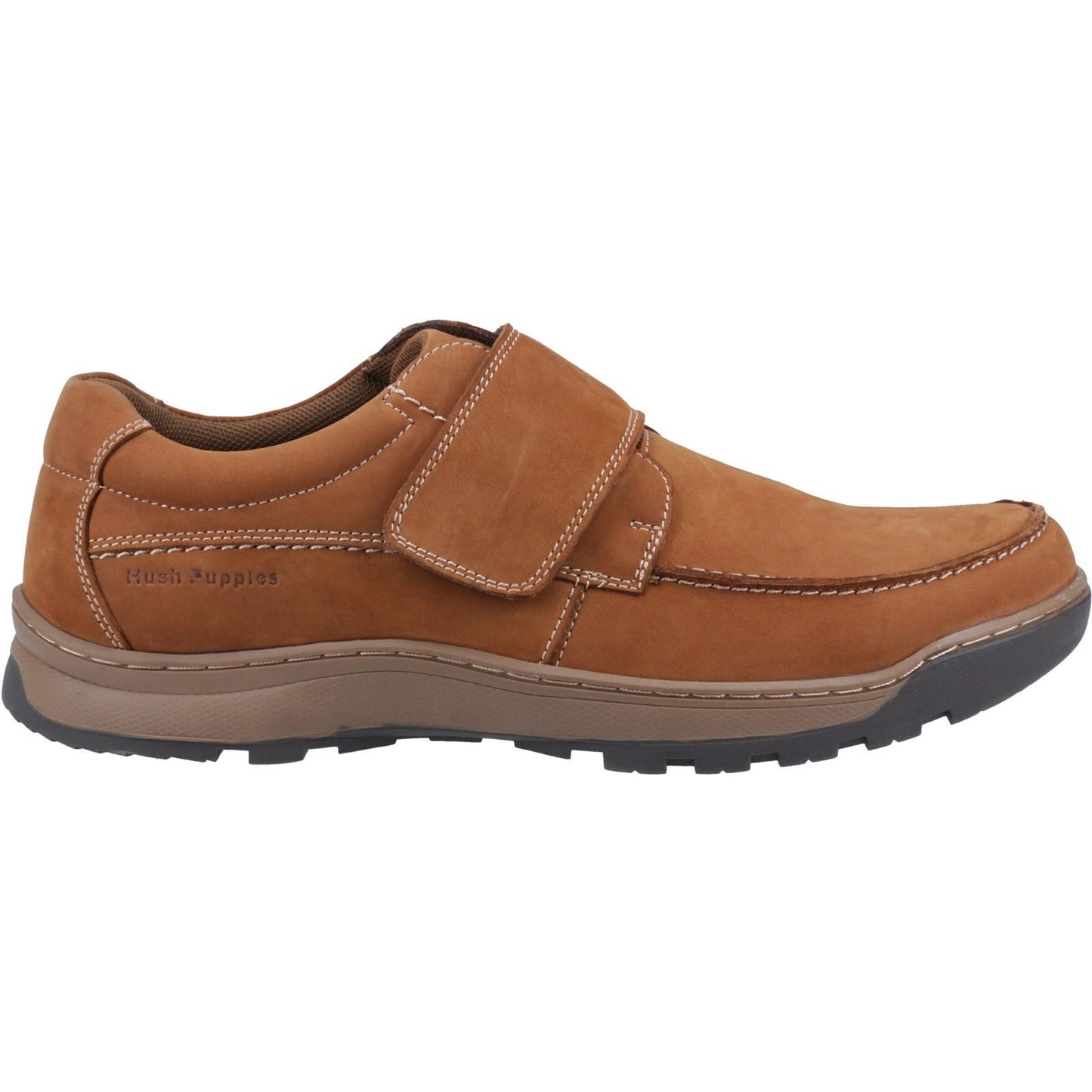 Hush Puppies Men's Casper Touch Fastening Shoes in Tan Nubuck