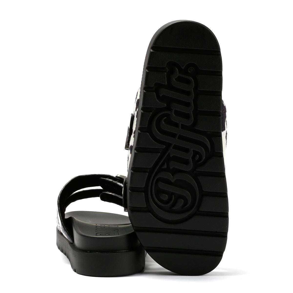 Buffalo Raya Ari Women's Black/White Cow Sandals