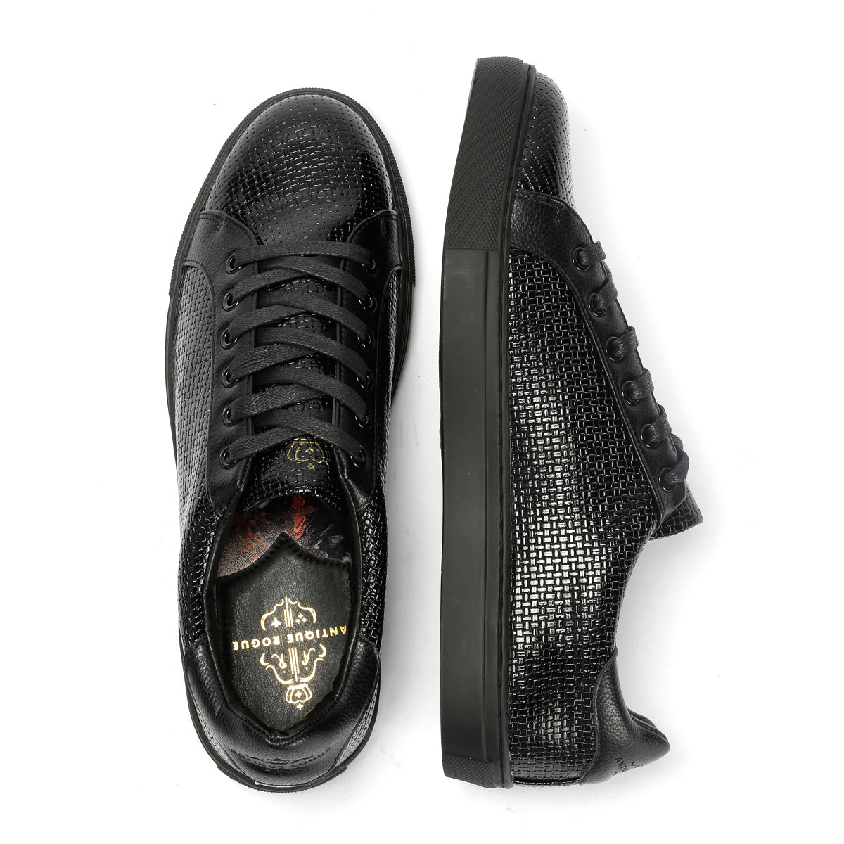 Antique Rogue Kimber Patent PU Leather Men's Black Trainers