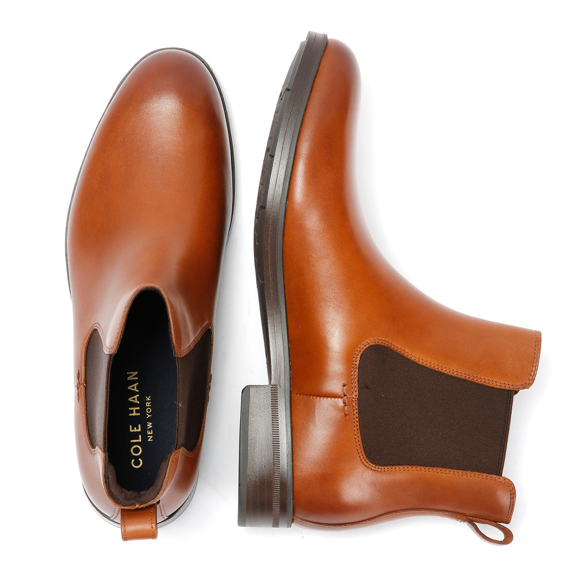 Cole Haan Newmark Grand British Tan Leather Men's Chelsea Boots