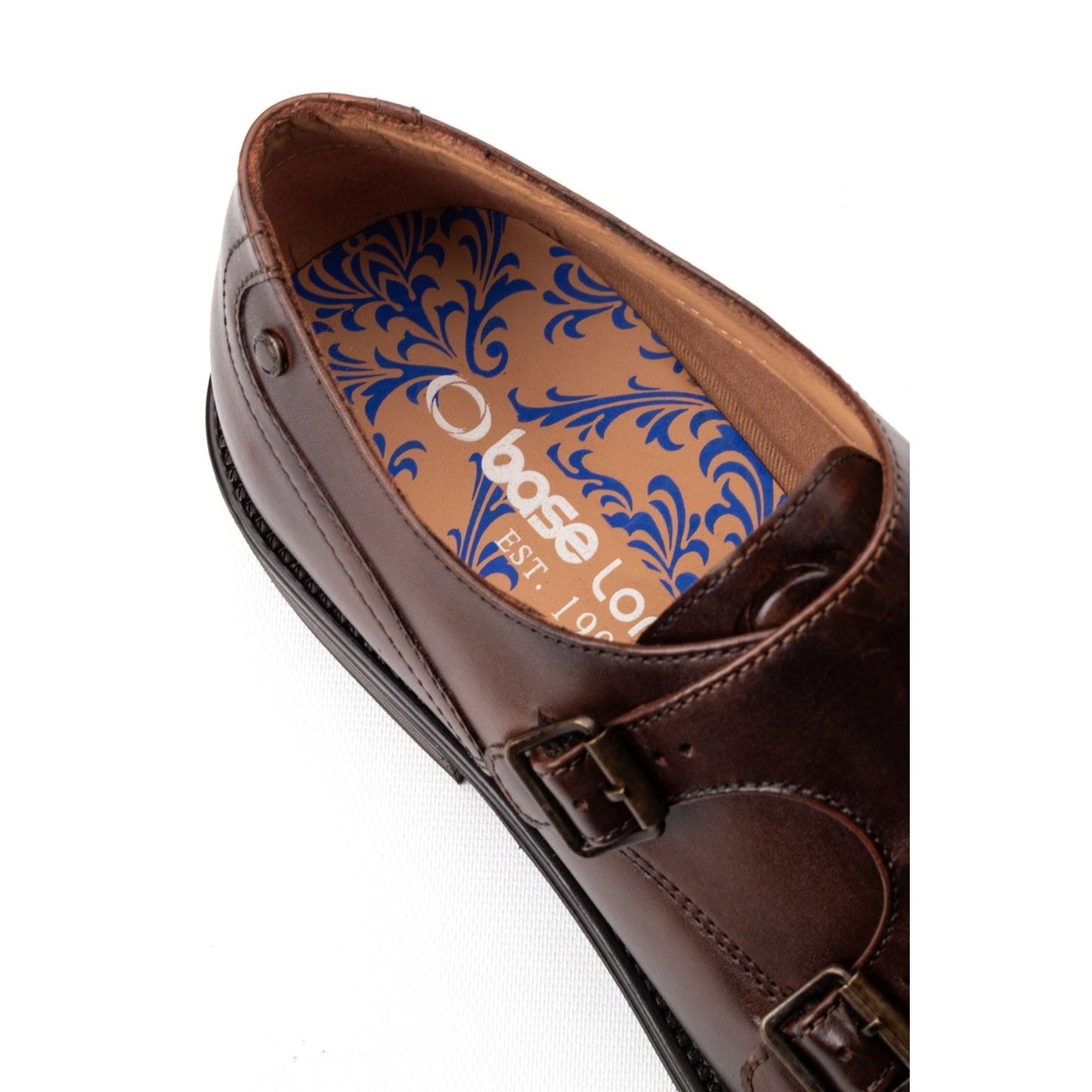 Base London Taper Leather Men's Brown Double Monk Shoes