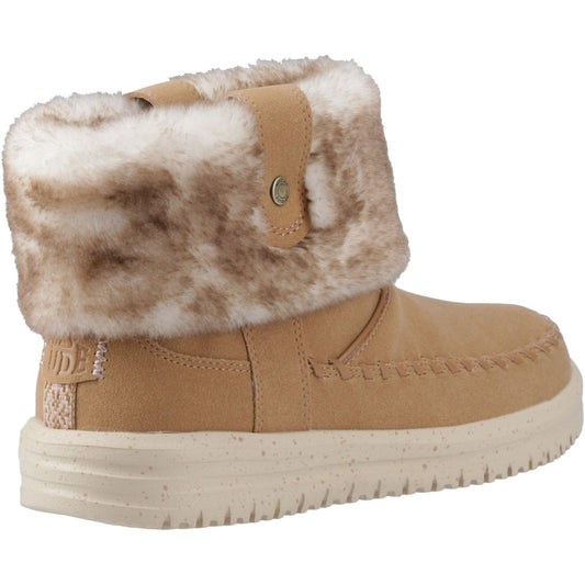 HEYDUDE Camden Cuff Classic Cozy Polyester Women's Cognac Winter Ankle Boots