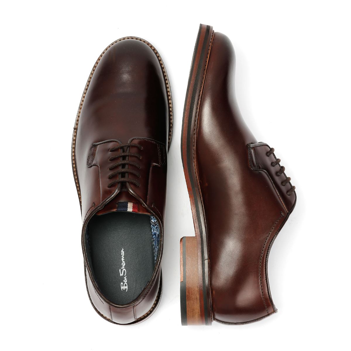 Ben Sherman Hoxton Brush Off Leather Men's Brown Lace-Up Shoes