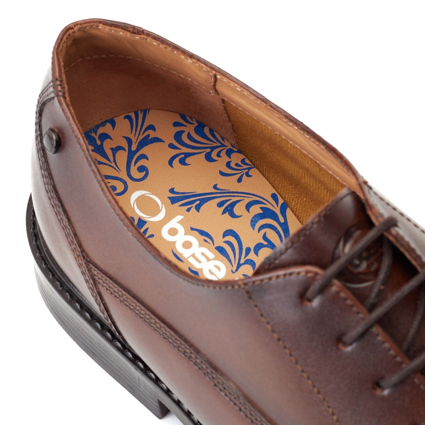 Base London Men's Magnus Toe-Cap Derby in Burnt Brown