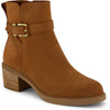 TOMS Hailey Buckle Leather Women's Amber Brown Heeled Ankle Boots