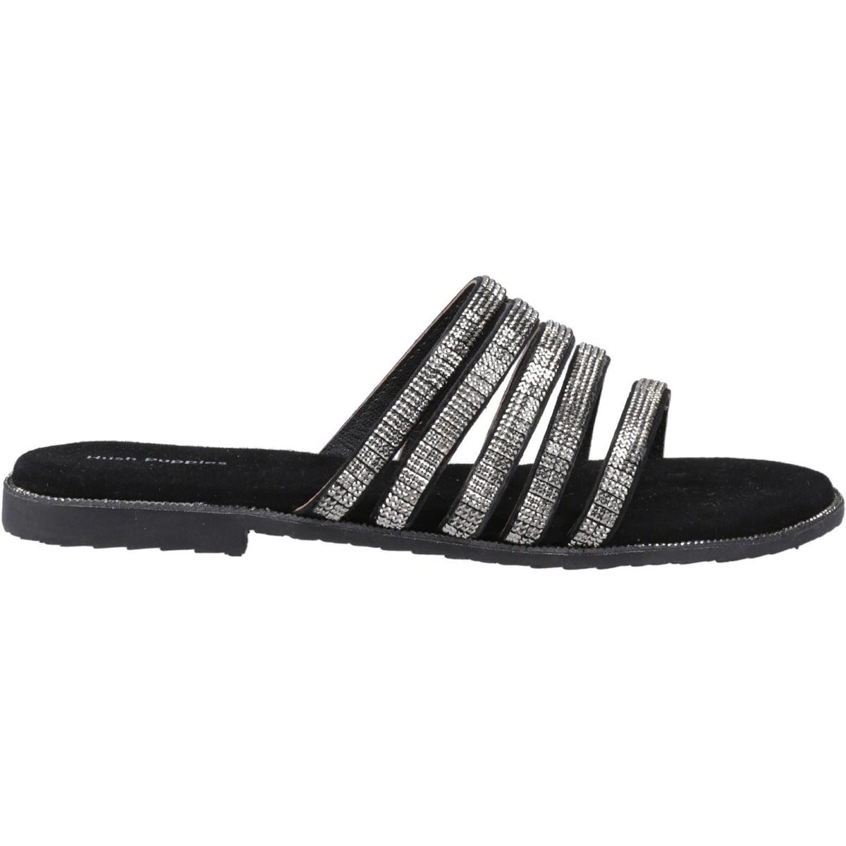 Hush Puppies Paris Slide Suede Women's Black/Silver Sandals