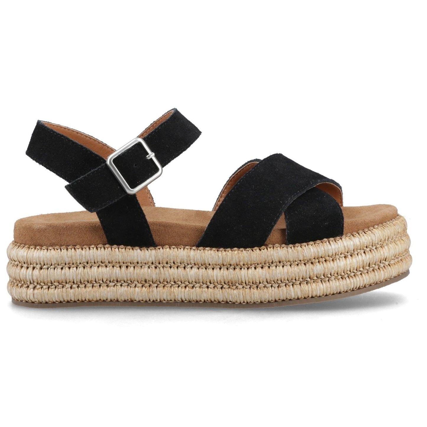 Hush Puppies Rosa Rafia Sandal Leather Women's Black Sandals