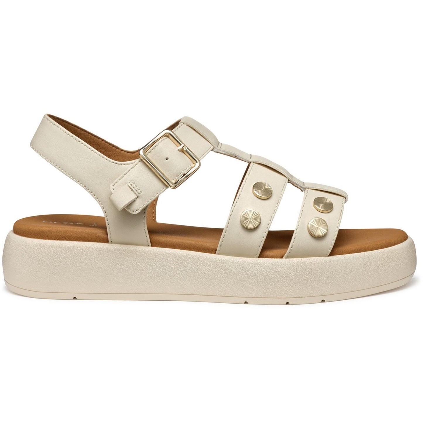 Geox D CAMALEI Synthetic Polyurethane Women's Papyrus Sandals