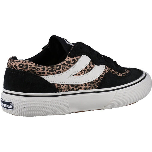 Superga Women's 2941 Revolley Leopard Trainer in Black/Micro Leopard