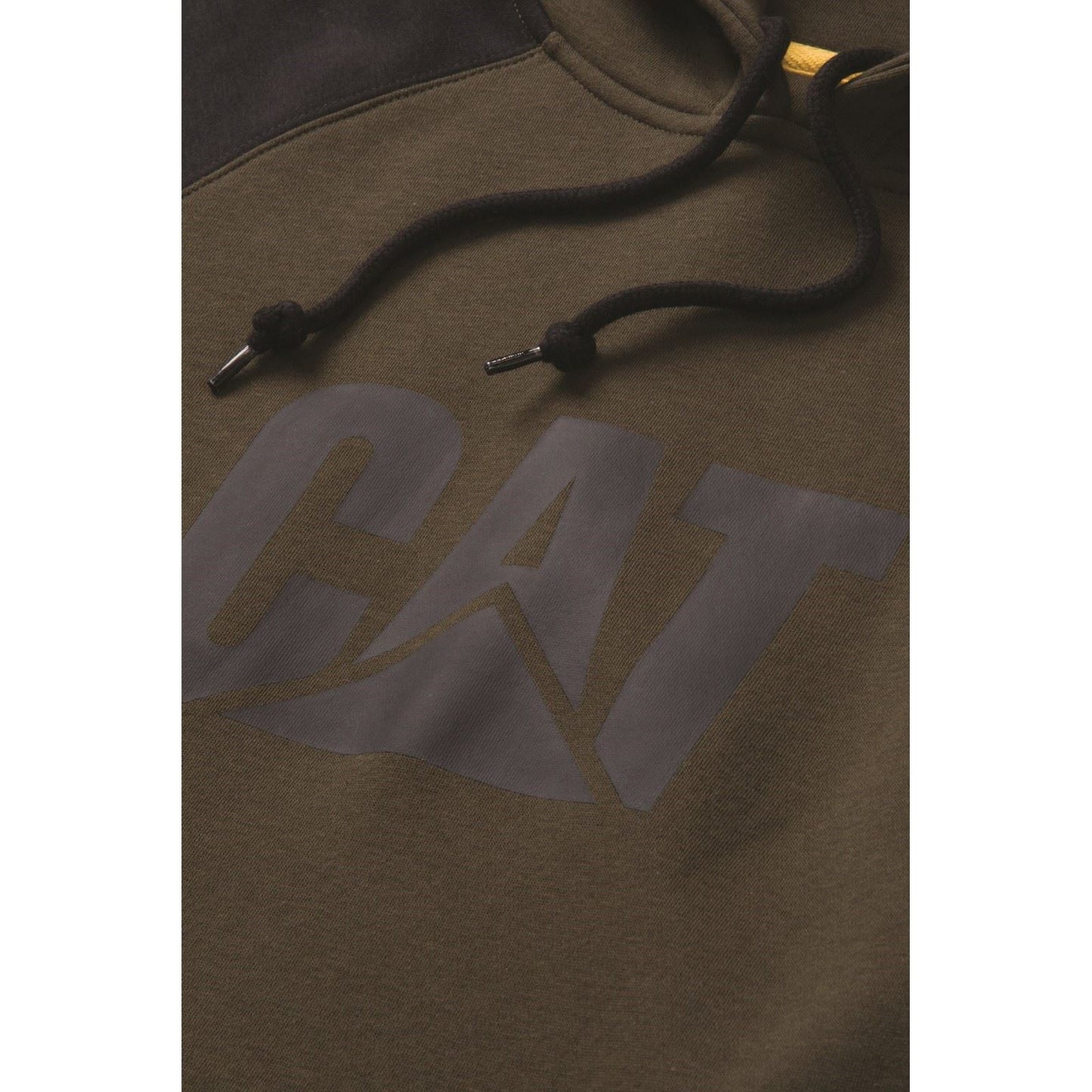 Caterpillar Men's Raglan Hooded Sweatshirt in Army Moss/Black
