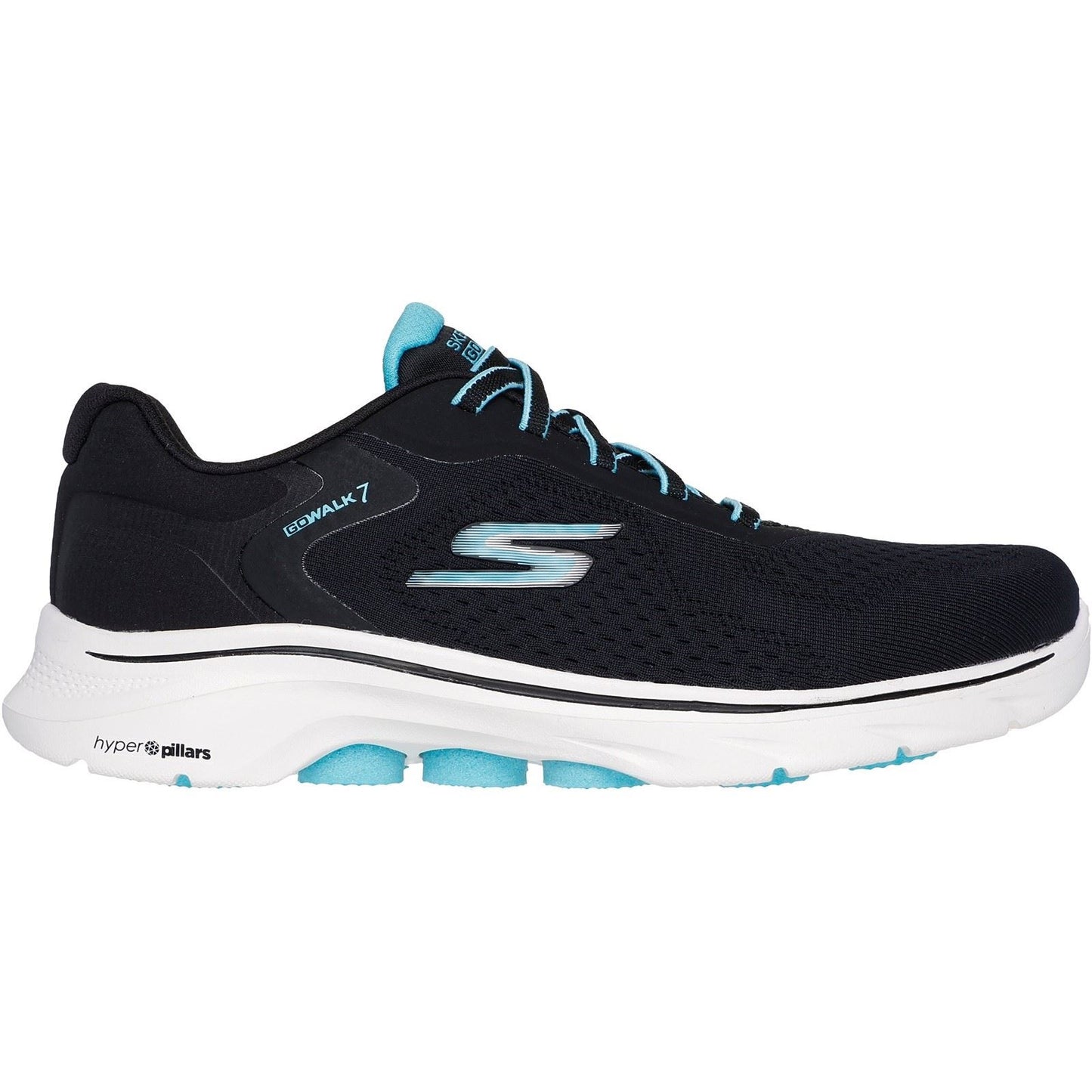 Skechers Women's GO WALK 7 - Cosmic Waves Trainers in Black/Turquoise