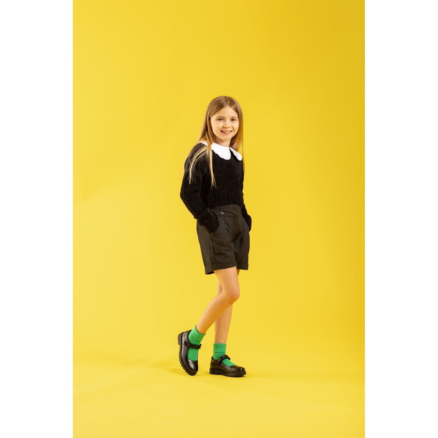 Hush Puppies Sabrina Leather Junior Black Shoes