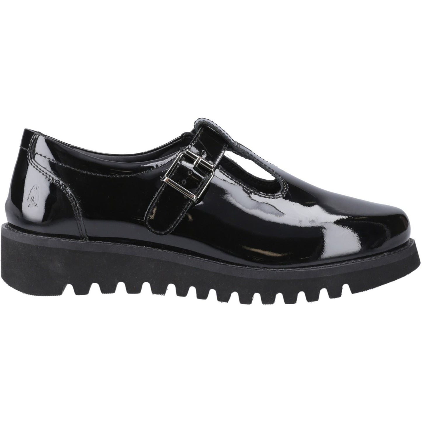 Hush Puppies Florrie T-Bar Leather Black Shoes