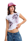 Ed Hardy Tattoo City Cap Sleeve Women's White Top