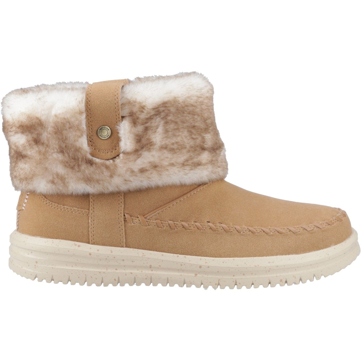 HEYDUDE Camden Cuff Classic Cozy Polyester Women's Cognac Winter Ankle Boots